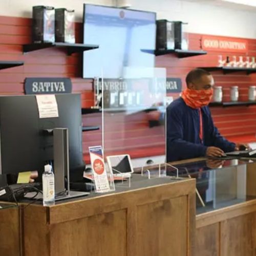 Fine fettle budtender at dispensary register